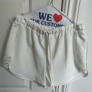 White dress short with white lace detail